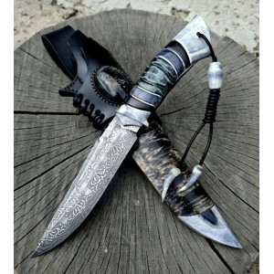 ПАВУК-МИСЛИВЕЦЬ авторський ніж ручної роботи, сталь - мозаїчний дамаск, 58-59 HRC. Photo 2